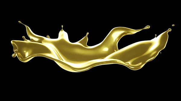 Um pouco de líquido grosso e dourado. Ilustração 3d, renderização 3d . — Fotografia de Stock