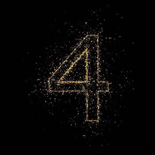 La cifra è di 4 particelle d'oro. Illustrazione 3d, rendering 3d . — Foto Stock