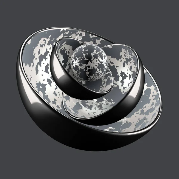 Grauer Luxus-Hintergrund mit geometrischen Formen aus Kugeln. 3D Illustration, 3D Rendering. — Stockfoto