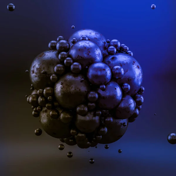 Μπλε αφηρημένο φόντο με μπάλες. 3D εικονογράφηση, 3d renderi — Φωτογραφία Αρχείου