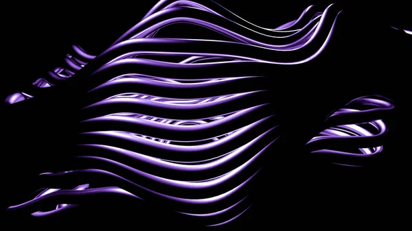 Стильний металевий фіолетовий чорний фон з лініями та хвилями. 3d ілюстрація, 3d візуалізація . — стокове фото