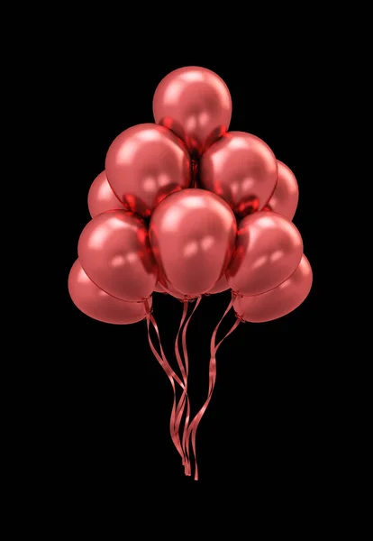 Röd isolerad semester svart bakgrund ballong. 3D-illustration, — Stockfoto