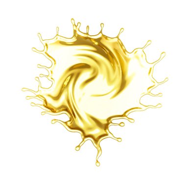 Kalın, altın bir sıvı. 3d illüstrasyon, 3d canlandırma.