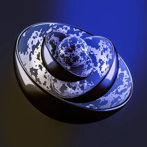 Blue abstract background with balls. 3d illustration, 3d renderi — ストック写真