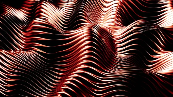 Stylish red metallic black background with lines and waves. 3d i