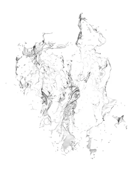 孤立的透明飞溅的水溅在白色的背景上。3d 图，3d 渲染. — 图库照片