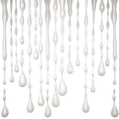 Akan damlalar, izole edilmiş beyaz arka plan. 3d illüstrasyon, 3d canlandırma.