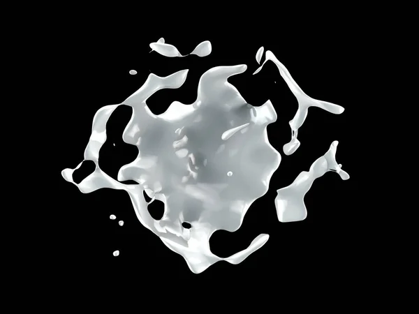 Biały plusk odizolowane czarne tło. Ilustracja 3D, rozdarcie 3D — Zdjęcie stockowe