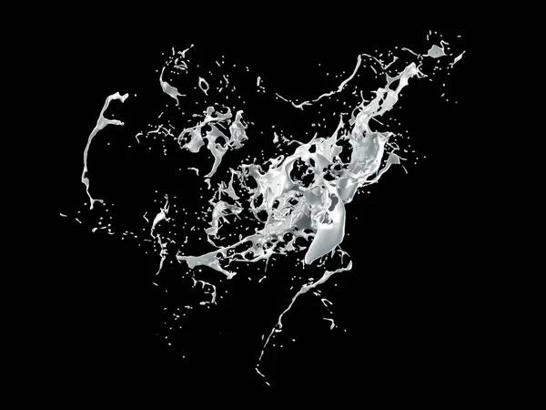White splash isolated black background. 3d illustration, 3d rendering.