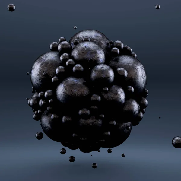 ボールから幾何学的な形状を持つ灰色の豪華な背景。3Dイラスト, 3Dレンダリング. — ストック写真