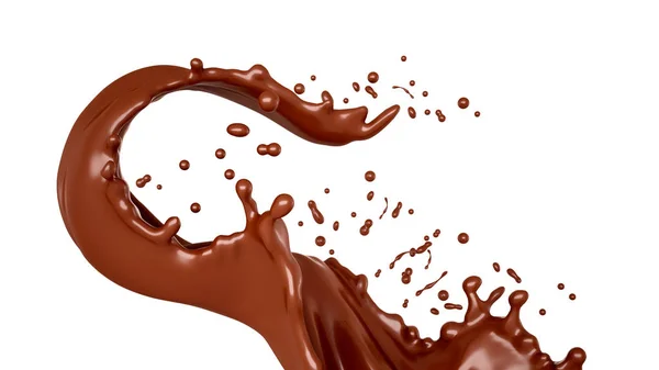 Délicieux, beau, éclaboussure de chocolat sucré. Illustration 3d, rendu 3d . — Photo