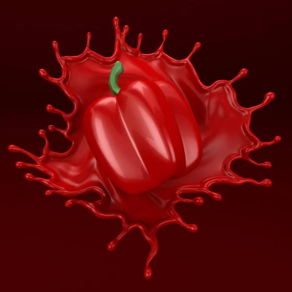 Κόκκινο φόντο με πιτσίλισμα και πιπέρι. 3D εικονογράφηση, 3d rende — Φωτογραφία Αρχείου