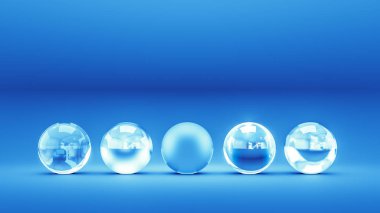 Turkuaz geometrik arka plan ve alışılmadık daire şekli. 3d illüstrasyon, 3d canlandırma.