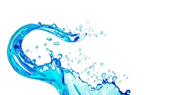 Átlátszó, kék, gyönyörű, elszigetelt fröccsenő víz fröccsenő egy — Stock Fotó