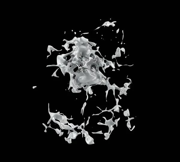 Άσπρο splash απομονωμένο μαύρο φόντο. 3D εικονογράφηση, 3d τάση — Φωτογραφία Αρχείου