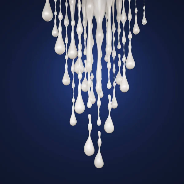 Gotas que fluyen, fondo blanco aislado. ilustración 3d, 3d re —  Fotos de Stock