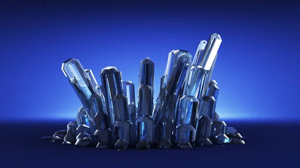 Vacker bakgrund med kristaller. 3D-illustration, 3D-renderin — Stockfoto