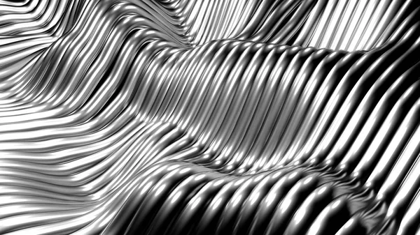 Černé stylové kovové černé pozadí s liniemi a vlnami. 3D — Stock fotografie