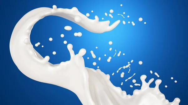 Splash mleka. ilustracja 3D, 3d renderowania. — Zdjęcie stockowe