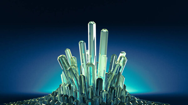Beautiful background with crystals. 3d illustration, 3d renderin