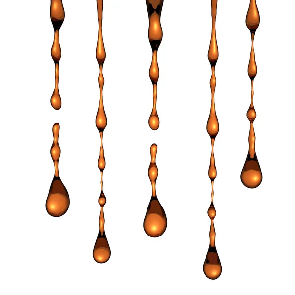 Gotas de fluxo, fundo branco isolado. ilustração 3d, 3d re — Fotografia de Stock
