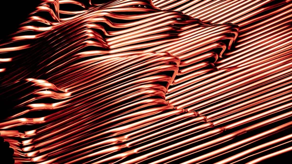 Stylish red metallic black background with lines and waves. 3d i