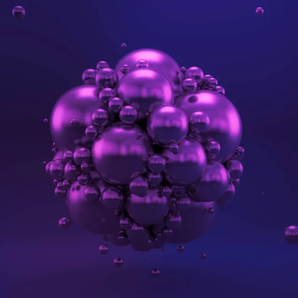 Sfondo geometrico viola con sfere. Illustrazione 3d, 3d rend — Foto Stock