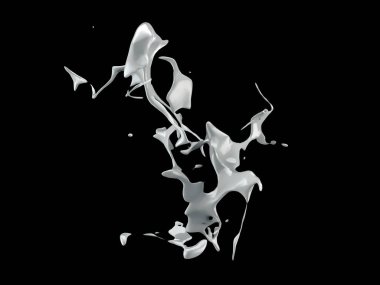 Beyaz sıçrama izole siyah arka plan. 3d illüstrasyon, 3d yırtık