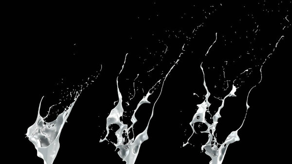 Collection isolated bursts white black background. 3d illustrati
