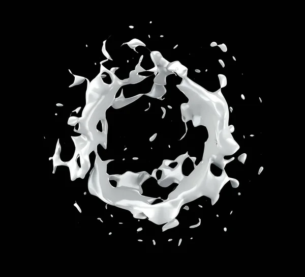White splash isolated black background. 3d illustration, 3d rend — Stock Photo, Image