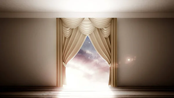 Cortinas. Ilustração 3d, renderização 3d . — Fotografia de Stock