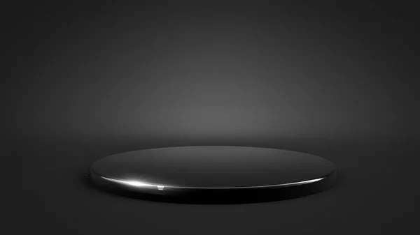 Fondo nero con piedistallo, illustrazione 3d, rendering 3d . — Foto Stock