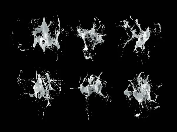 Colección de estallidos aislados fondo negro blanco. Ilustración 3d, representación 3d . — Foto de Stock