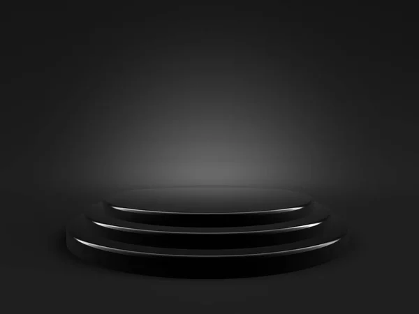 Черный фон с пьедесталом, 3d иллюстрация, 3d рендеринг . — стоковое фото