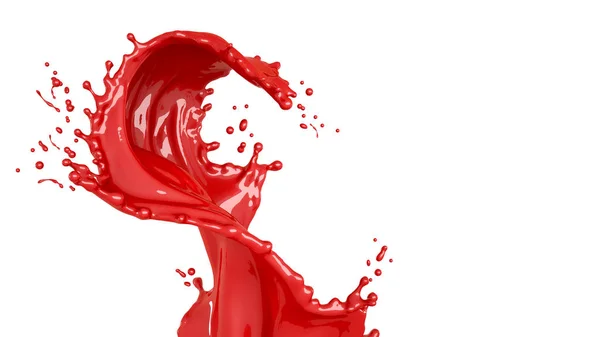 Explosiones aisladas de pintura roja sobre un fondo blanco. Ilustración 3d, representación 3d . — Foto de Stock