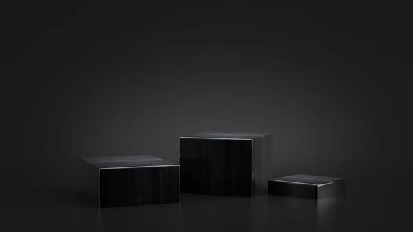 Siyah arkaplan, kaidesi, 3 boyutlu illüstrasyon, 3 boyutlu görüntüleme.
