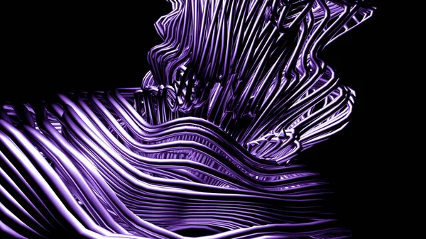 금속성의 보라색 바탕에 선 과 파동 이 있는 세련 된 금속성 보라색 배경. 3D 삽화 , 3D 렌더링. — 스톡 사진