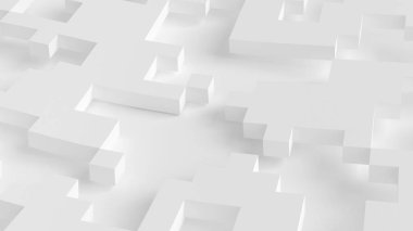 Soyut beyaz şehir arkaplanı. 3d illüstrasyon, 3d canlandırma.