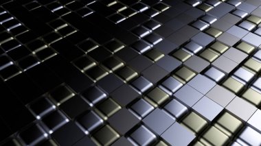 Altılı altın siyah metalik arka plan. 3d illüstrasyon, 3d canlandırma.