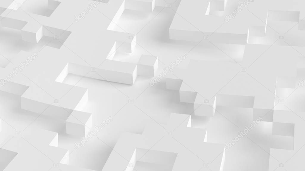 Abstract white city background. 3d illustration, 3d rendering.