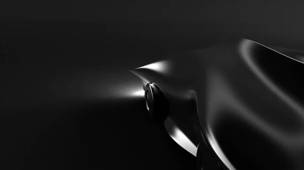 Μαύρο φουτουριστικό, φανταστικό φόντο με σπορ αυτοκίνητο. 3D απεικόνιση, 3d απόδοση. — Φωτογραφία Αρχείου