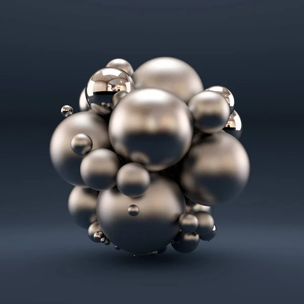 ボールから幾何学的な形状を持つ灰色の豪華な背景。3Dイラスト, 3Dレンダリング. — ストック写真