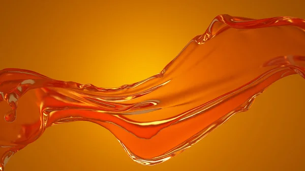 Beautiful orange background with a splash of orange juice. 3d illustration, 3d rendering. — Stock Photo, Image