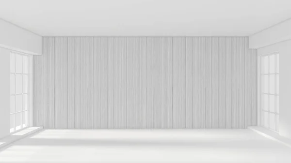 白い空のインテリア、窓付きの白い部屋、背景。3Dイラスト, 3Dレンダリング. — ストック写真