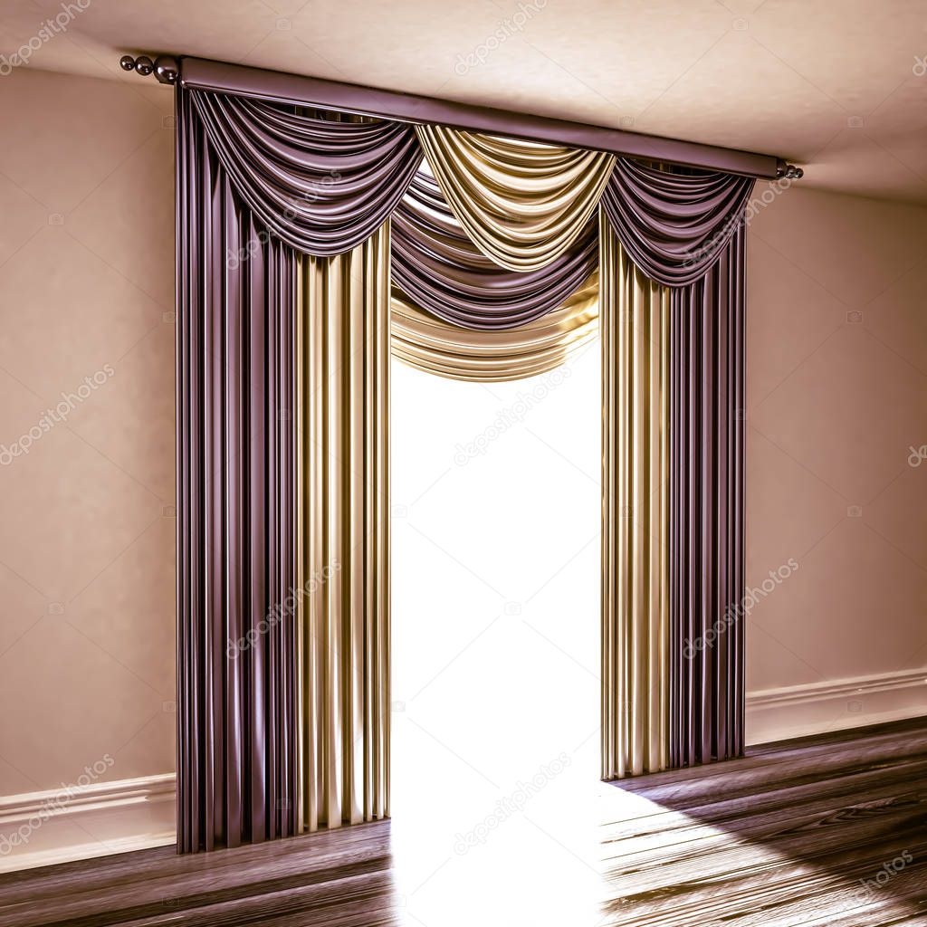 Curtains. 3d illustration, 3d rendering.