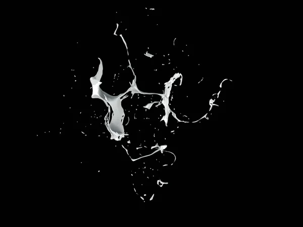 Percikan putih mengisolasi latar belakang hitam. Ilustrasi 3d, rend 3d — Stok Foto