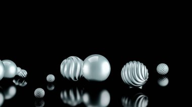 Toplarla birlikte kutlama arka planı. 3d illüstrasyon, 3d canlandırma