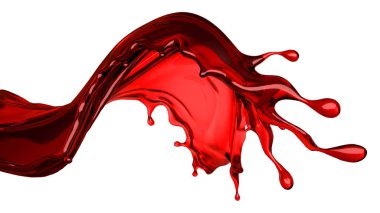 Beyaz bir arka planda ıssız şarap sıçraması. 3d illüstrasyon, 3d 