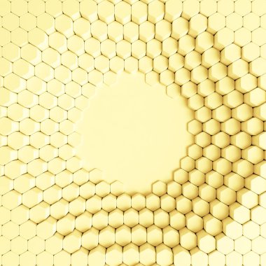 Geometrik elementlerle sarı arkaplan. 3d illüstrasyon, 3d