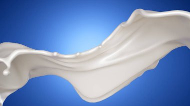 Sütlü güzel mavi arka plan. 3d illüstrasyon, 